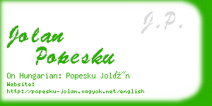 jolan popesku business card